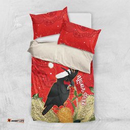 Personalised Palm Cockatoo Australia Christmas Bedding Set Merry Chrissie Banksia Flowers