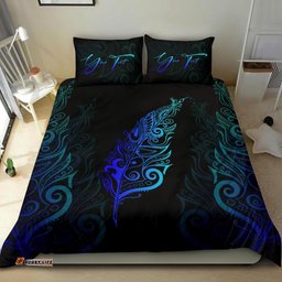 Signature Custom, Light Silver Fern Bedding Set Blue