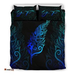 Signature Custom, Light Silver Fern Bedding Set Blue
