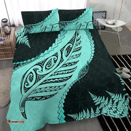 Signature Custom, Paua Shell Maori Silver Fern Bedding Set Turquoise
