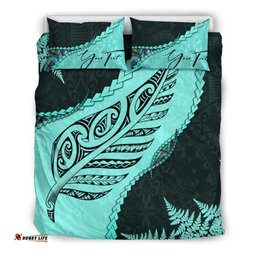 Signature Custom, Paua Shell Maori Silver Fern Bedding Set Turquoise