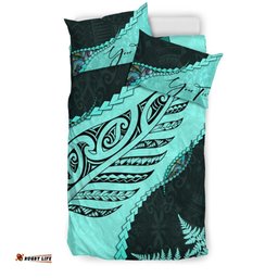 Signature Custom, Paua Shell Maori Silver Fern Bedding Set Turquoise