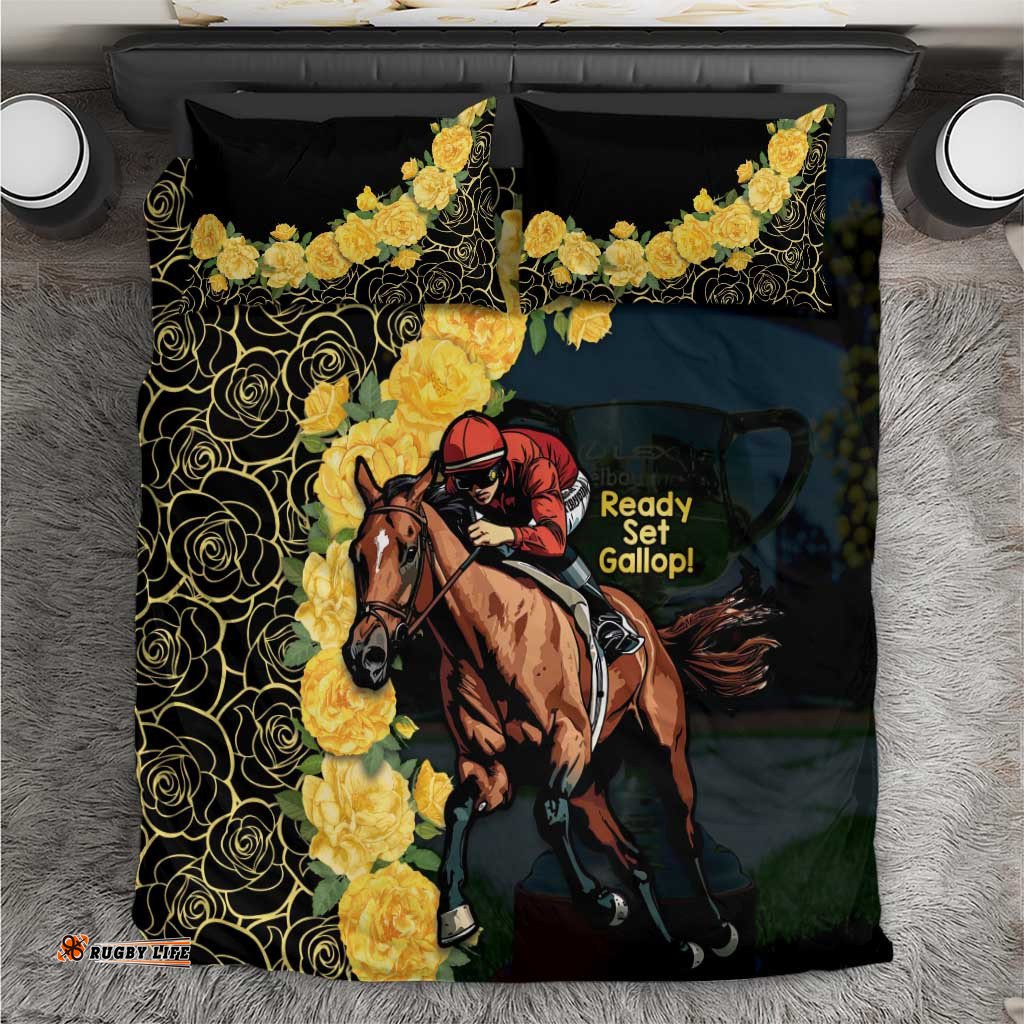Melbourne Horse Racing Bedding Set Yellow Roses Ready Set Gallop!
