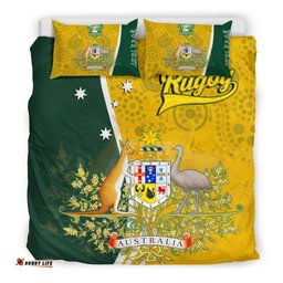Personalised Bedding Set - Australia Coat Of Arm In Rugby Style