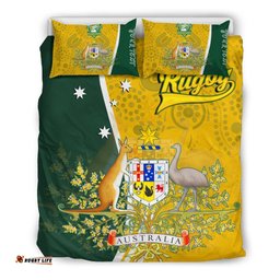 Personalised Bedding Set - Australia Coat Of Arm In Rugby Style