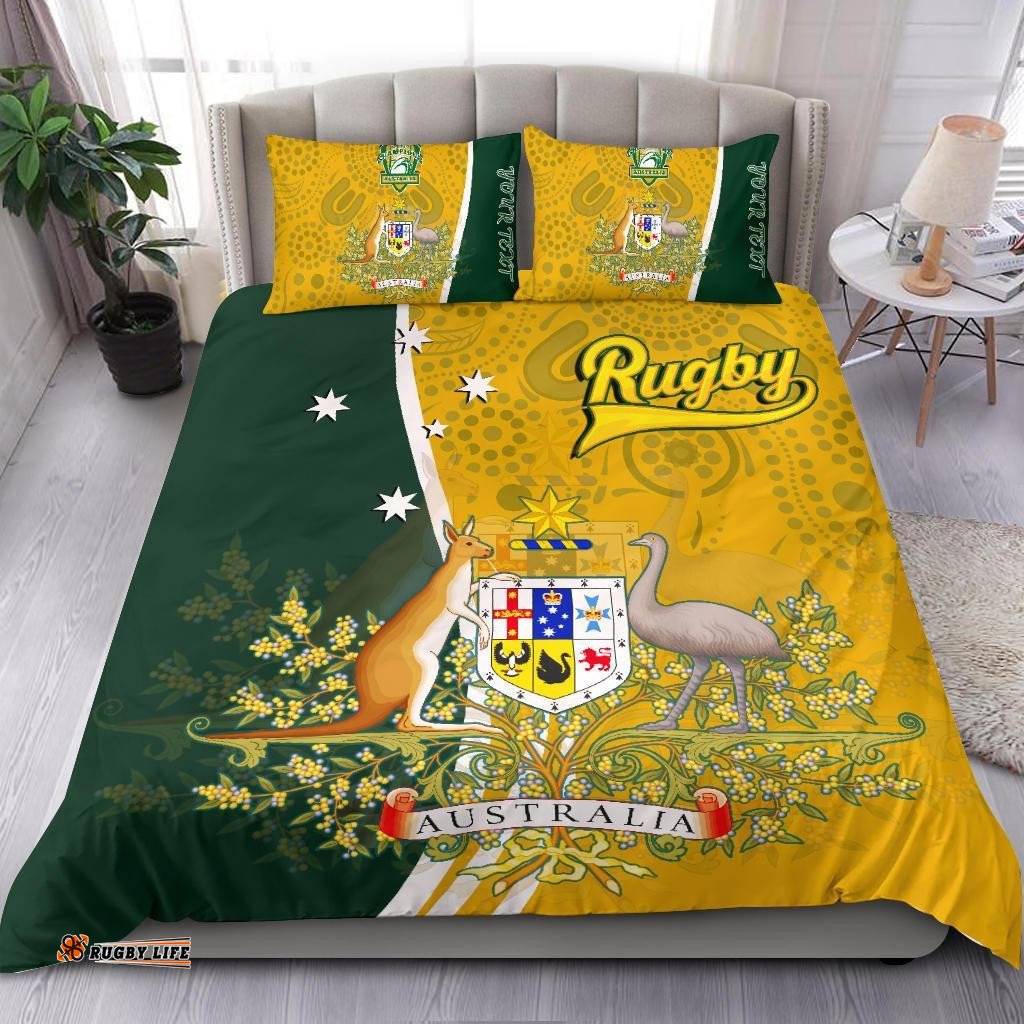Personalised Bedding Set - Australia Coat Of Arm In Rugby Style