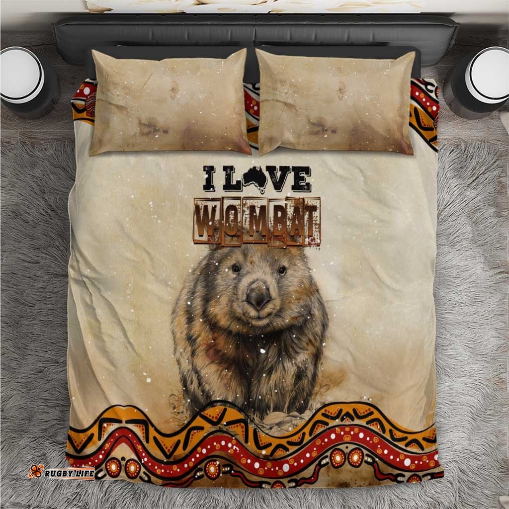 I Love Wombat Bedding Set Australian Aboriginal Art DT02