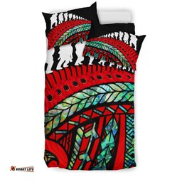 Anzac New Zealand Bedding Set, Poppies Lest We Forget Maori Duvet Cover Soldiers Paua