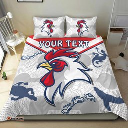 Custom Personalised Roosters Bedding Set Sydney Indigenous Version White