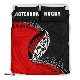 Aotearoa Rugby Fern Bedding Set Red