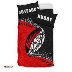 Aotearoa Rugby Fern Bedding Set Red