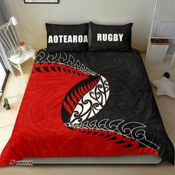 Aotearoa Rugby Fern Bedding Set Red