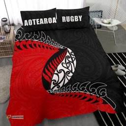 Aotearoa Rugby Fern Bedding Set Red