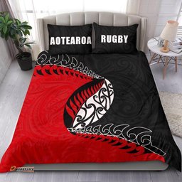 Aotearoa Rugby Fern Bedding Set Red