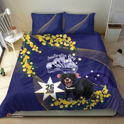 Tasimania Devil Australia Day Bedding Set Aussie Aussie Aussie Oi! Oi! Oi! Blue