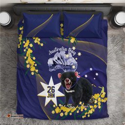 Tasimania Devil Australia Day Bedding Set Aussie Aussie Aussie Oi! Oi! Oi! Blue