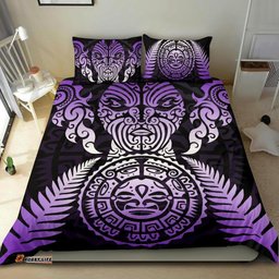 Maori Face Fern New Zealand Bedding Set Purple