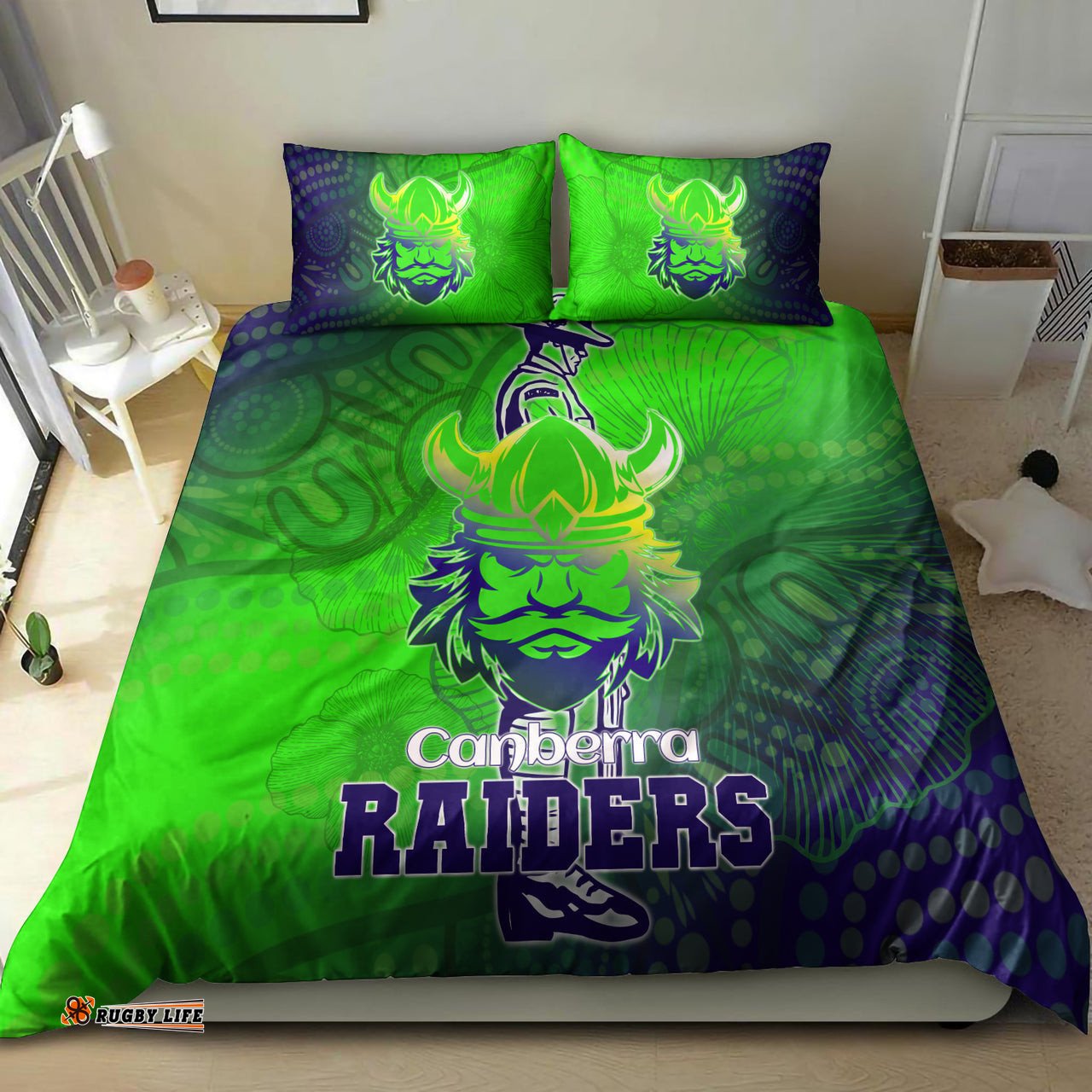 Raiders Rugby Bedding Set - Custom Anzac Raiders Rugby Gradient Style Bedding Set RLT13