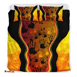 Bedding Sets, Aboriginal Rock Painting Hand Art Golden Style