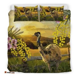 Australia Bedding Sets Emus Bed Golden Wattle Landscape Art Sunset Sets 03