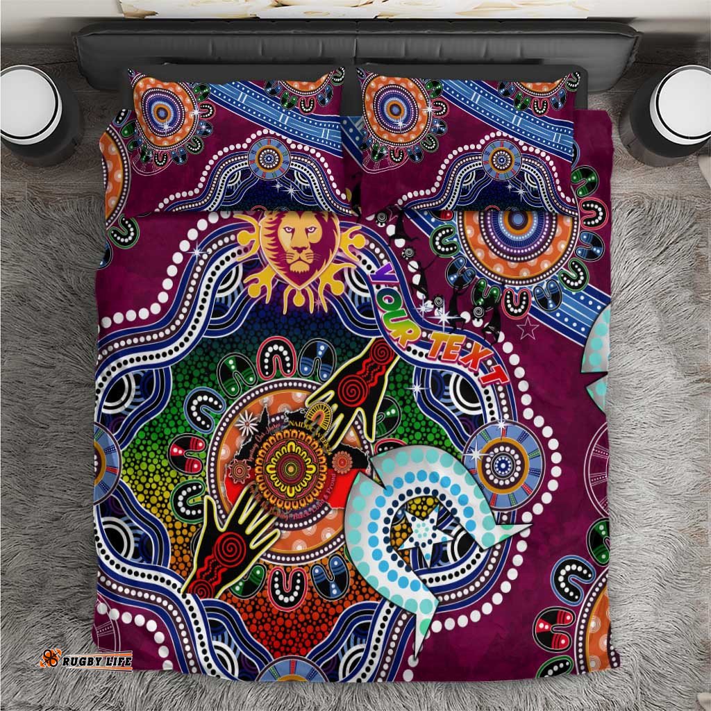Custom NAIDOC Week 2024 Brisbane Lions Bedding Set Australia Aboriginal Dot Painting DT02