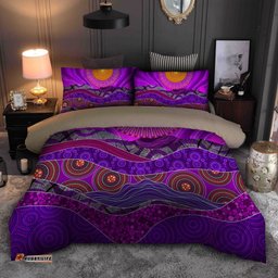 Australia Indigenous Purple The Sun Bedding Set