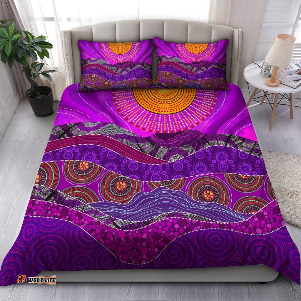 Australia Indigenous Purple The Sun Bedding Set