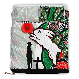 Rabbitohs Bedding Set Indigenous Anzac Day