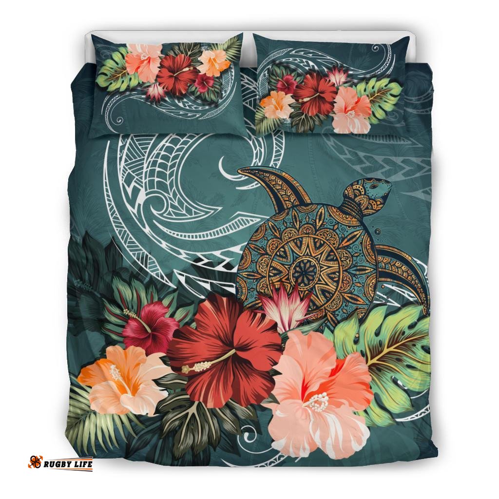 Turtle Polynesian Bedding Set Hibiscus Polynesian