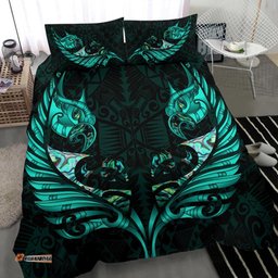 New Zealand Bedding Set Manaia Paua Fern Wing Turquoise