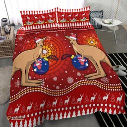 Australia Christmas Bedding Set Aboriginal Kangaroo