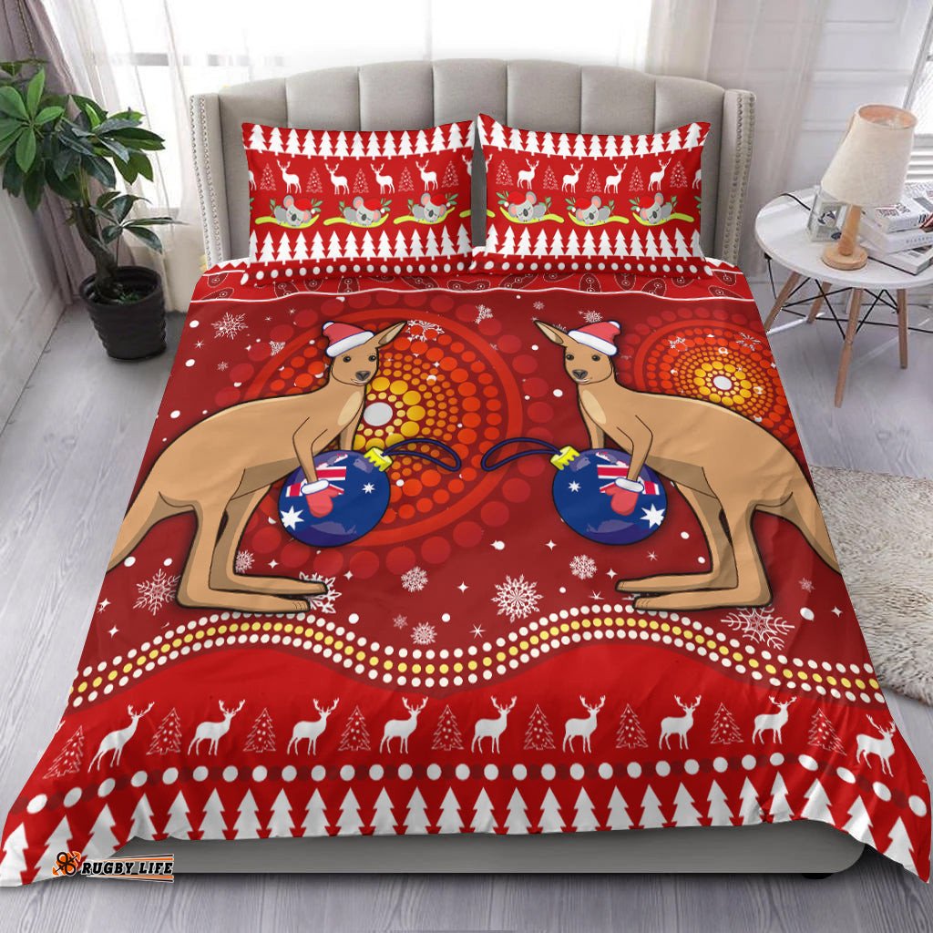 Australia Christmas Bedding Set Aboriginal Kangaroo