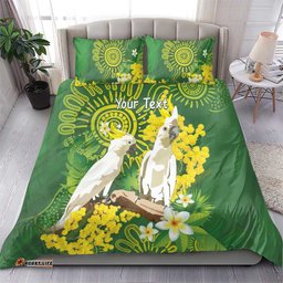 Personalised Australia Golden Wattle And Cacatua Galerita Bedding Set Aboriginal Art
