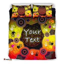 Custom Aboriginal Bedding Set, Indigenous Circle Dot Painting Hand Art