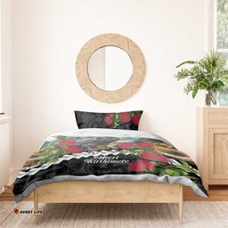 Meri Kirihimete Tuatara Bedding Set New Zealand Fern with Puhutukawa Flowers