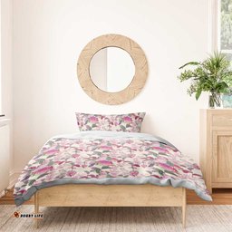 Pink Cockatoo Australia Bedding Set Tropical Flowers Seamless Pattern
