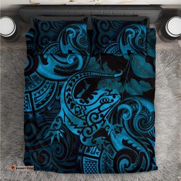 New Zealand Tuatara Bedding Set Aotearoa Maori Clematis Flowers Blue