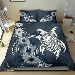 Turtle Bedding Set Polynesian And Hibiscus Duvet Cover
