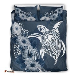 Turtle Bedding Set Polynesian And Hibiscus Duvet Cover