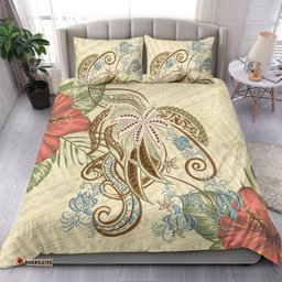 Polynesian Tribal Turtle Flowers Bedding Set Canary