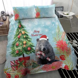 Australia Christmas Bedding Set Merry Wombat mas Watercolor Style