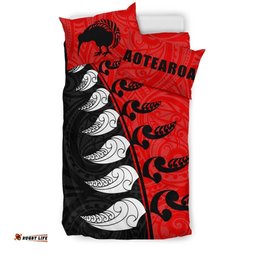 New Zealand Aotearoa Koru Fern Kiwi Bedding Set Red
