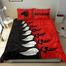 New Zealand Aotearoa Koru Fern Kiwi Bedding Set Red