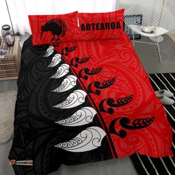 New Zealand Aotearoa Koru Fern Kiwi Bedding Set Red