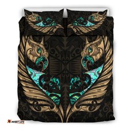 New Zealand Bedding Set Manaia Paua Fern Wing Gold