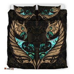 New Zealand Bedding Set Manaia Paua Fern Wing Gold