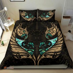 New Zealand Bedding Set Manaia Paua Fern Wing Gold