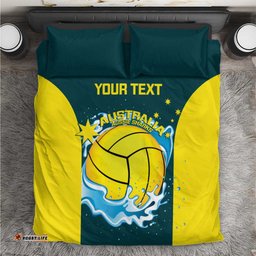 Custom Australia Water Polo 2024 Bedding Set Aussie Shark National Color Version