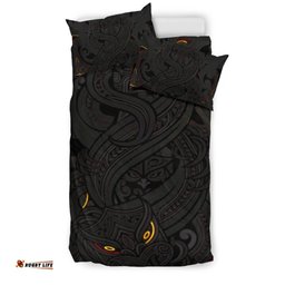 New Zealand Bedding Set, Maori Gods Tumatauenga God Of War Black