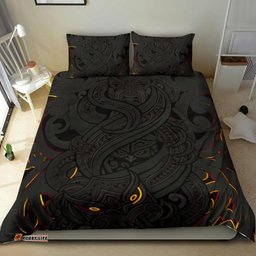 New Zealand Bedding Set, Maori Gods Tumatauenga God Of War Black